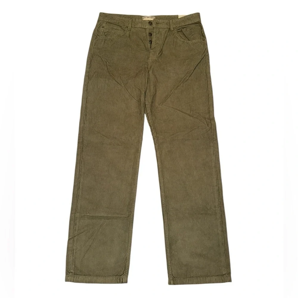 NWT We the Free Women’s Pax Slim Cord Boyfriend Jeans Olive Green 30” Corduroy
